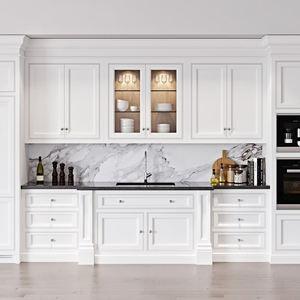 Cream Colored Plywood Kitchen Cabinets With Melamine PVC Surface