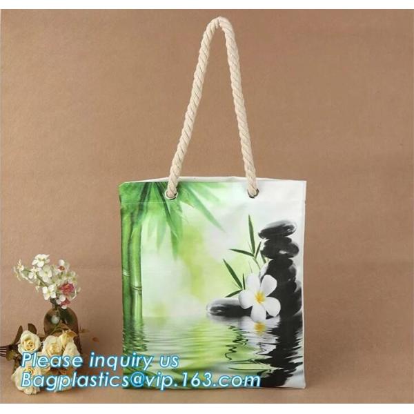 Cotton handle bag shopping tote bag with custom printing,waxed standard size 12oz organic blank rope handle cotton canva