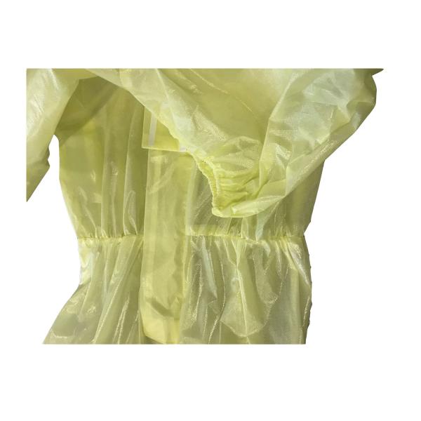 Желтая нервюра защитной одежды XXL PP+PE 58GSM устранимая связала тумаки & лодыжки, эластичную резиновую ленту на талии & голову