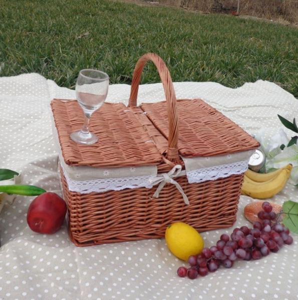 Handmade Natural Willow Wicker Picnic Basket Cheap Lunch Bags Hot sale products Outdoor Lunch Basket