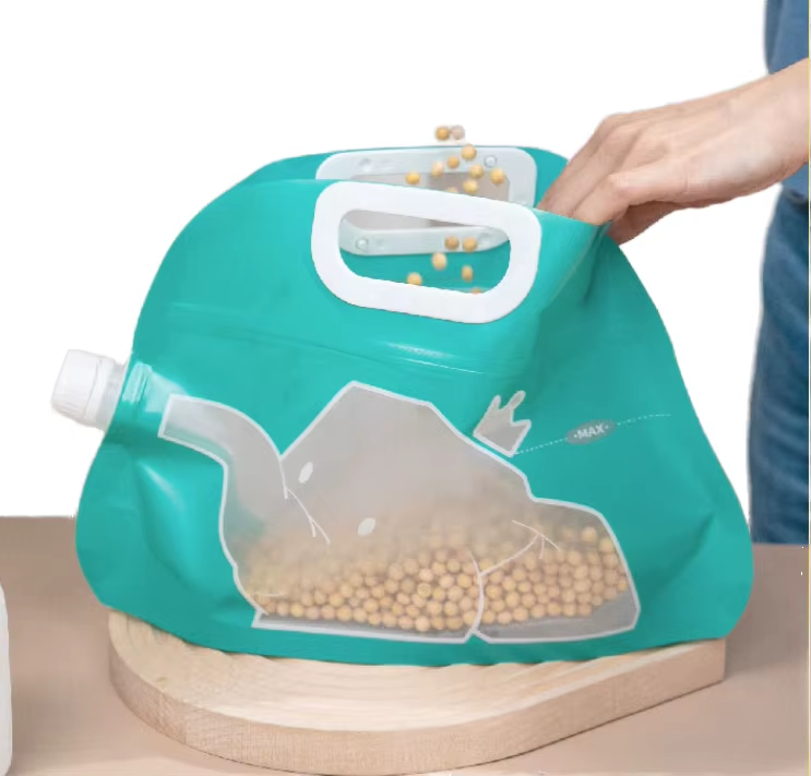 Reusable Custom Windowed Pouch - Handle & Pour Spout Food Bag for Moisture/Dust-Proof Storage