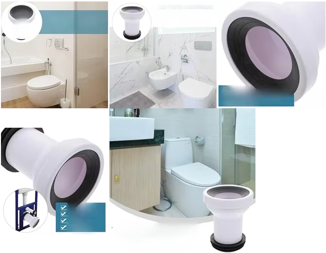 White Straight Pipe Of The PP Toilet Tray Connector With Rubber Sealing Gasket