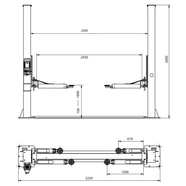 2.2KW Two Post Car Hoist Portable Two Post Lift 45 Seconds Lifting Time