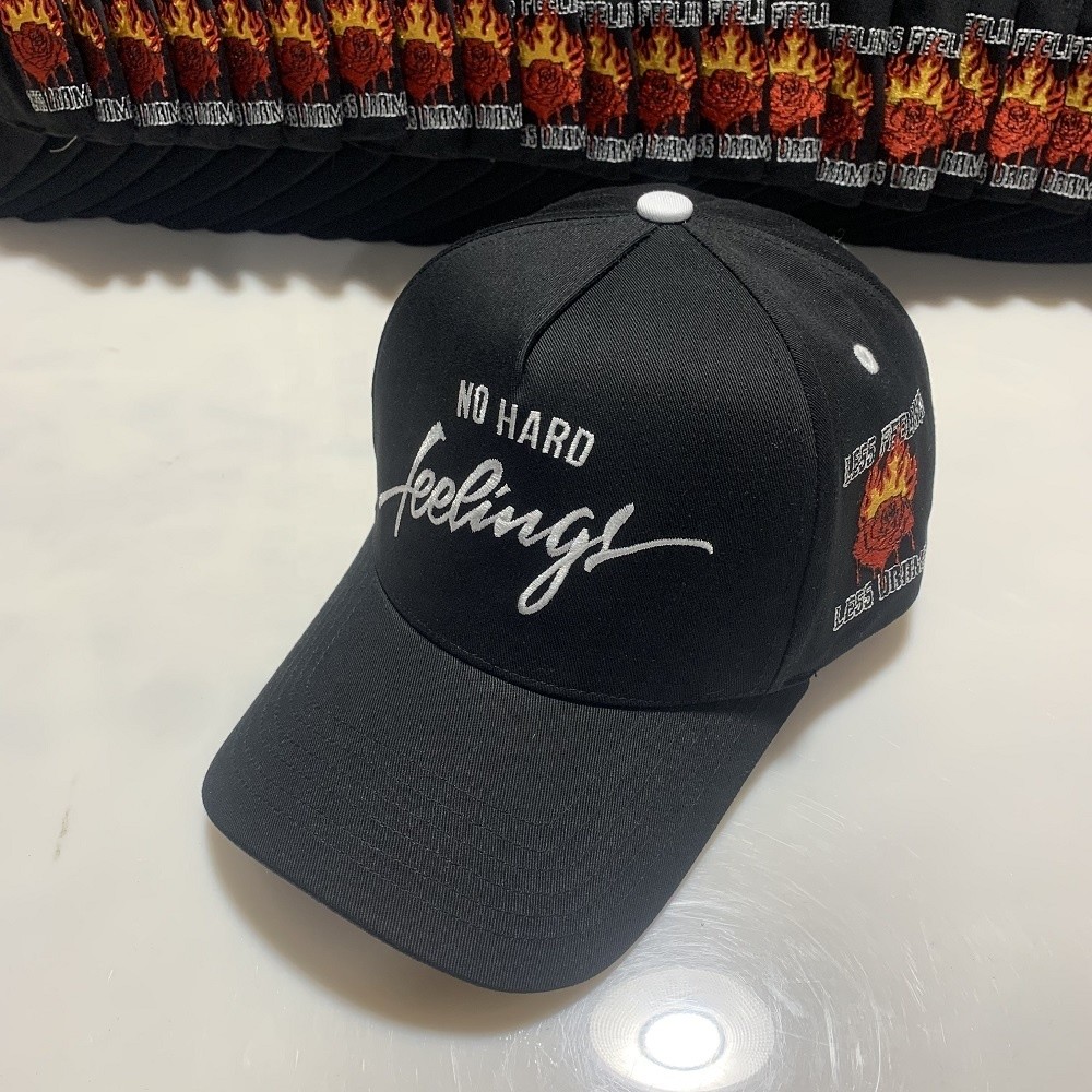 Customized 5 Panel 3D Puff Embroidery Logo Baseball Caps Structured Cotton Design Hat
