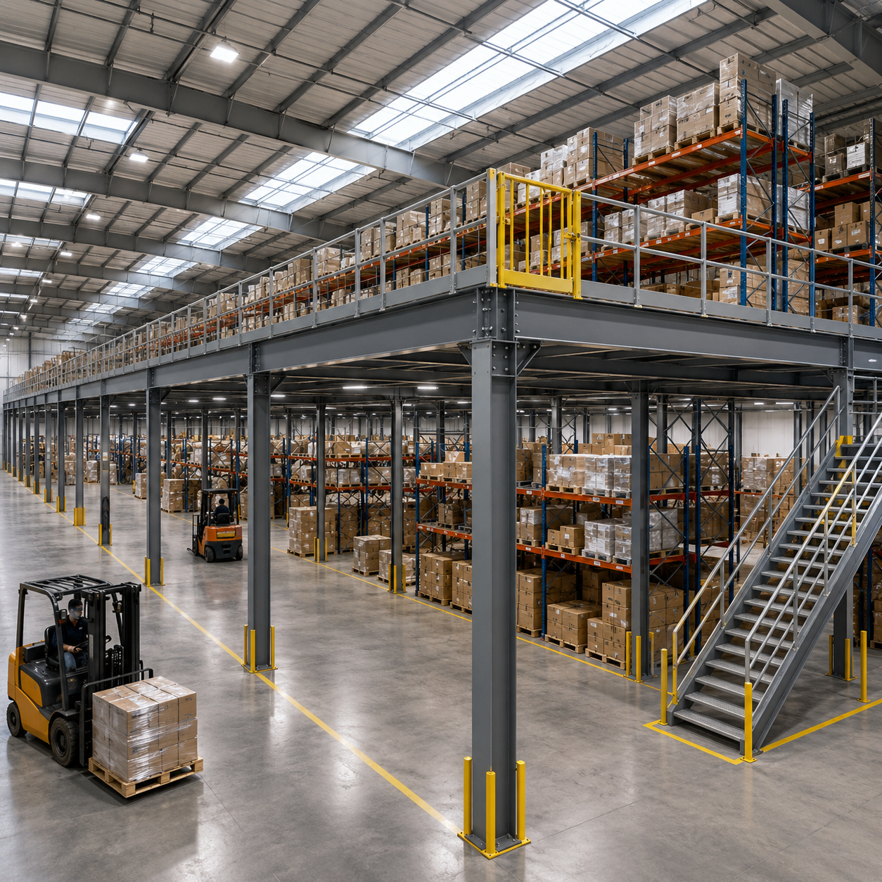 Mezzanine Floor Prefabricated Steel Warehouse Double Deck Storage Prebuilt Metal Buildings
