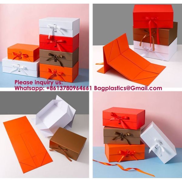Gift Boxes With Ribbon Foldable Set Of 5 Glossy Finish Magnetic Gift Boxes For Luxury Presentations And Groomsmen Proposal Foldable Magnetic Box CARDBOARD BOX PAPER BOX