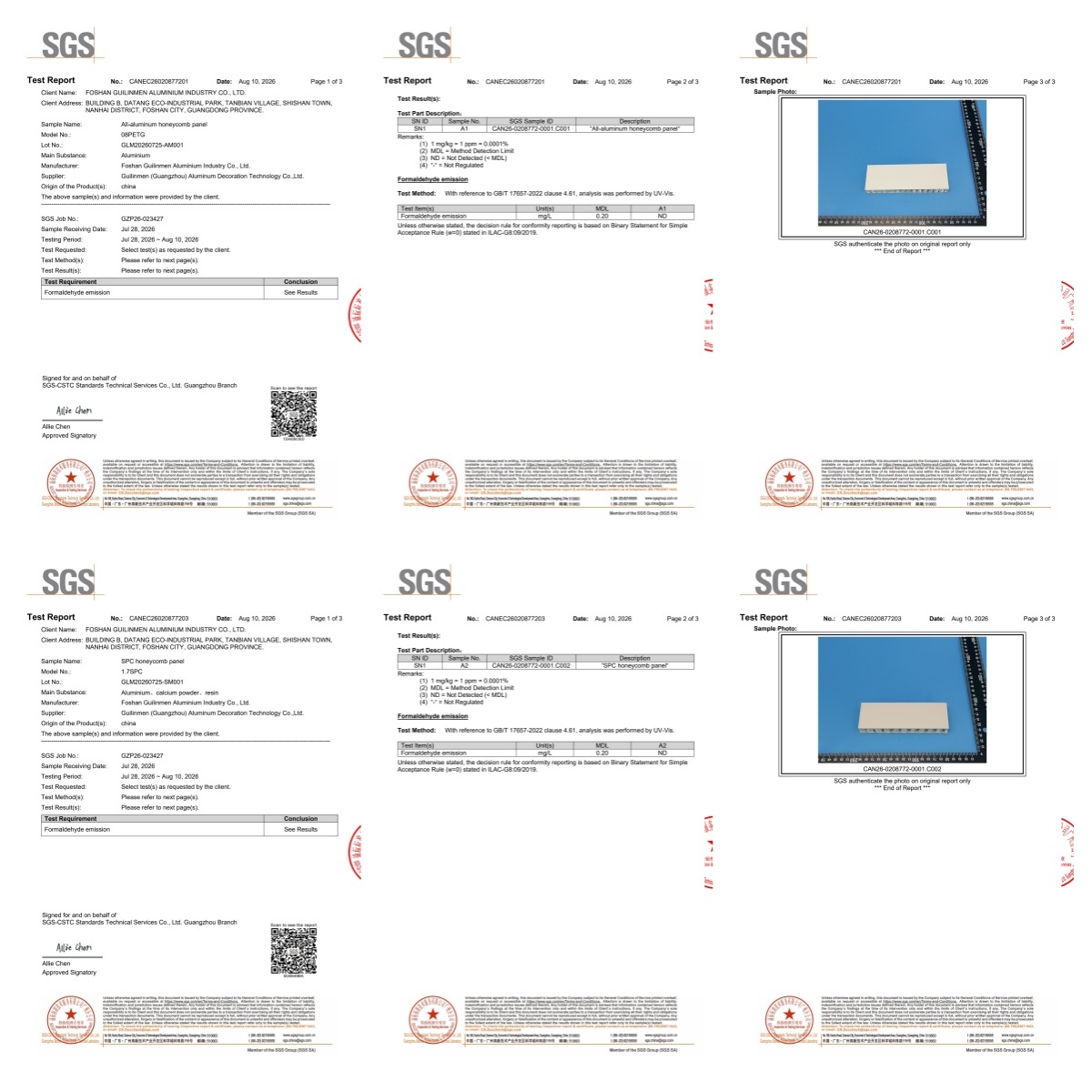 Guilinmen (Guangzhou) Aluminum Decoration Technology Co.,Ltd. Certifications