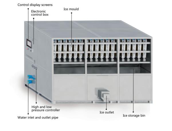 Food Contact 304 Stainless Steel Industrial Ice Cube Making Machine Large Ice Maker