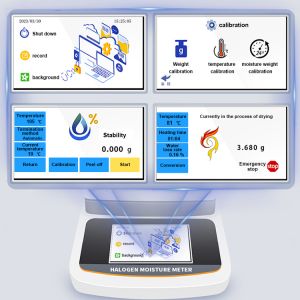 Analyseur numérique d'humidité halogène avec écran tactile de 5 pouces et chauffage par lampe halogène