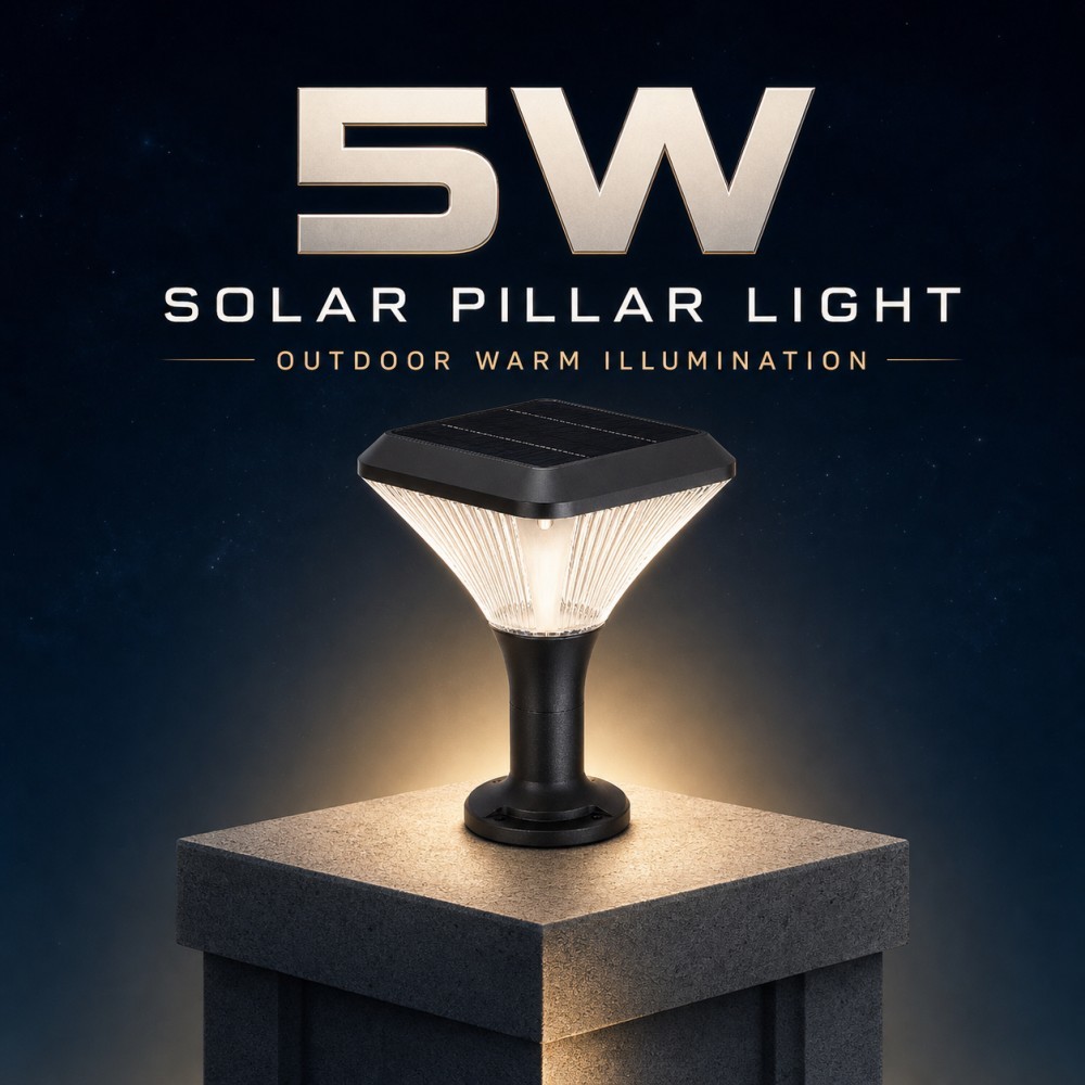 Diamond Textured Square 5W Solar Post Cap Light For Residential Courtyard Boundary Pillar Decor