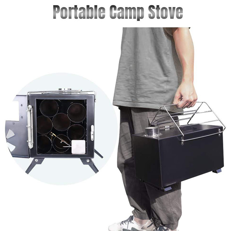 Portable Folding Black Wood Burning Fire Pits Perfect for Outdoor Camping and Picnic