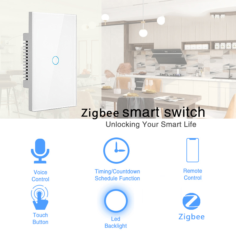 Панель из закаленного стекла, 2 группы, 110 В, Tuya Zigbee, переключатель выключения/включения Smart Life, приложение Wi-Fi, выключатель питания для домашней автоматизации