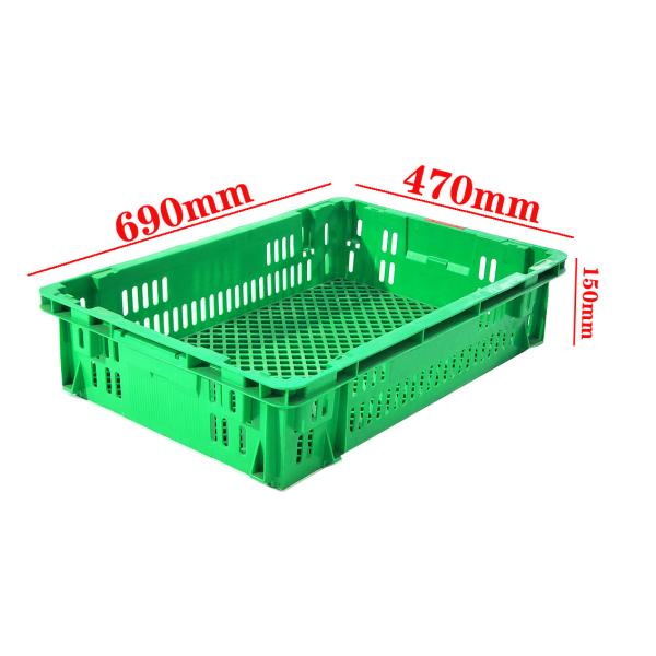Tamanho externo 690*470*150mm Rede de cesto de plástico para depósito de armazenamento de armazém e fazenda