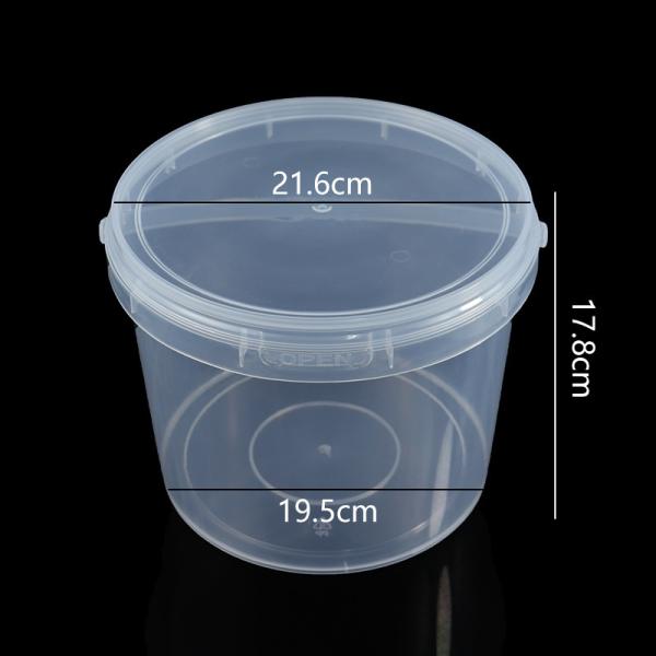 500ml 1L 2L 3L 4L 5L Factory Supply Handle Food Grade Packing Bucket Round White Clear Plastic Round Bucket With Lid