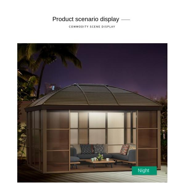 Powder Coated Aluminium Frame Glass Gazebo Sunroom With Galvanized Top