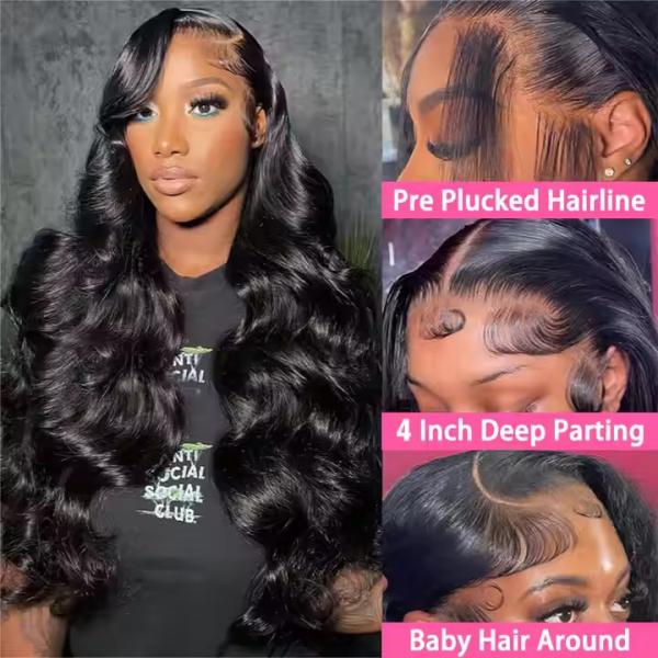 Ready to Ship Brazilian Virgin Hair Body Wave 180% Preplucked 13x4 Transparent Full Lace Front Wigs Human Hair for Black Women