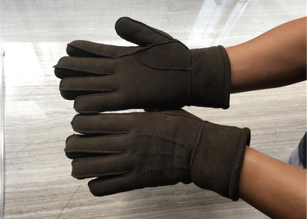 Handsewn Sueded Lamb Shearling Gloves , Black Mens Winter Mittens