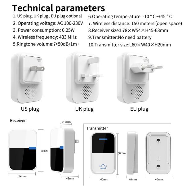 Low Power Tuya Video Doorbell 180° Night Vision Remote Control Doorbell