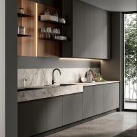 Moderno Designs High End Acessível Mobiliário Modular Personalizado Negro Laca Armazém de Cozinha de Madeira Para Villa