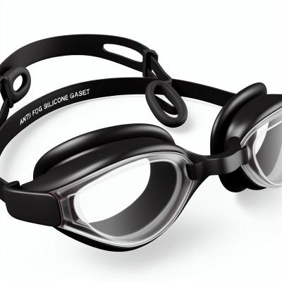 Black Anti Fog Swimming Goggles with Silicone Gasket