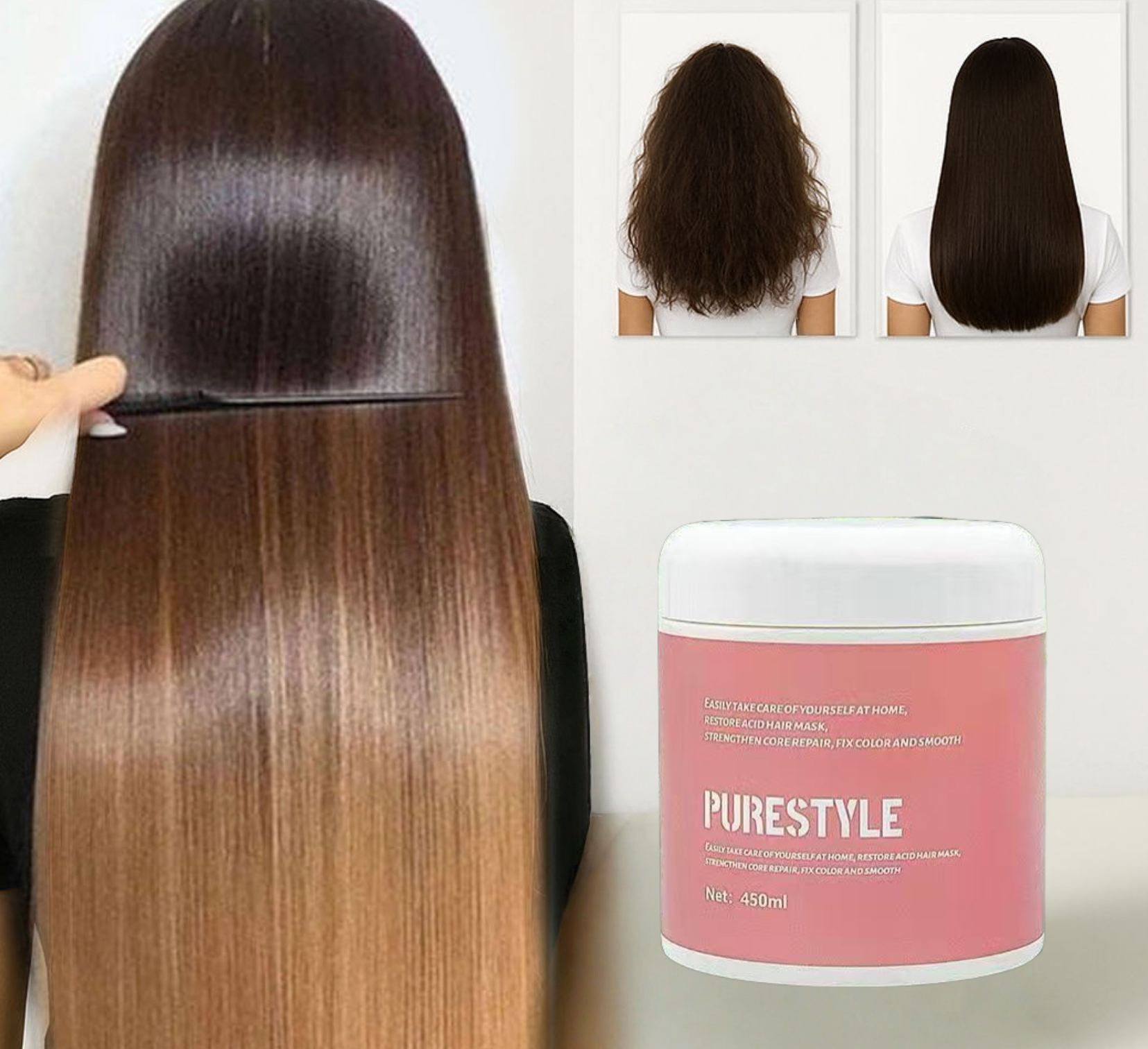 PureStyle Hair Treatment Mask 450ml with Hydrolyzed Keratin Amino Acid Complex OEM Available  Hair Repair Cream