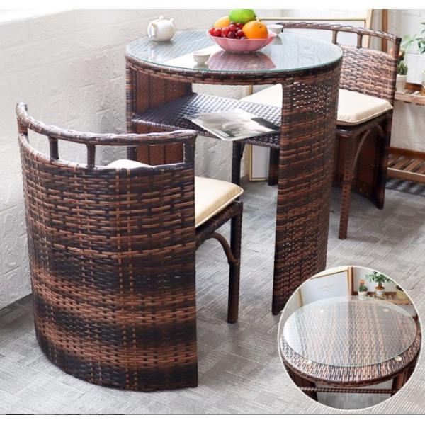 Patio Rattan Dining Table Set  Luxury Garden Restaurant Chair Furniture