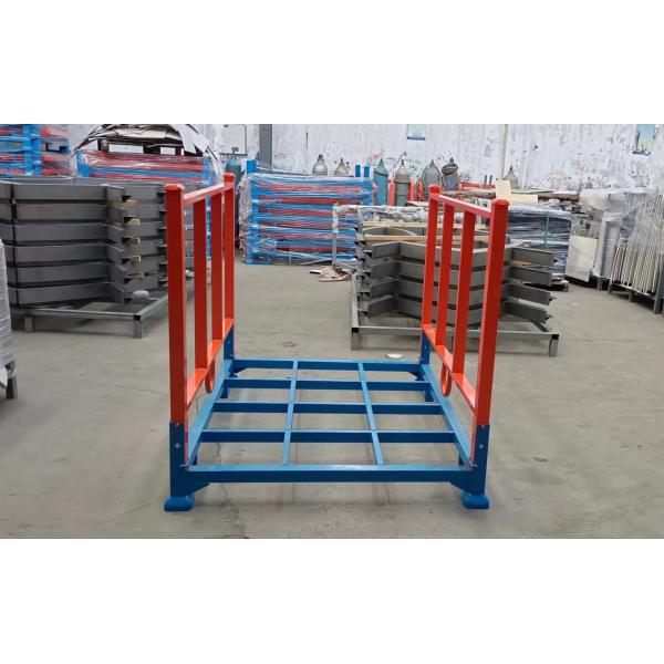 Heavy Duty foldable pallet cages In Warehouse Space Saving blue and orange