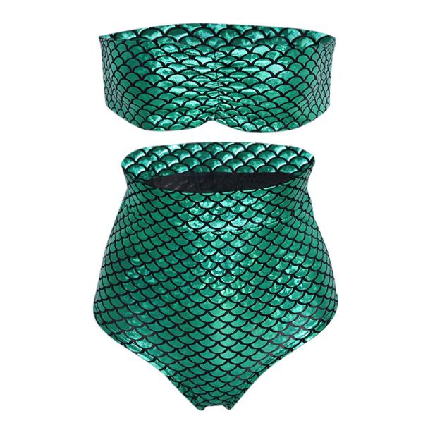 OEM Design High Waisted Mermaid Swimsuit Holographic Stretchy Liquid Wet Look