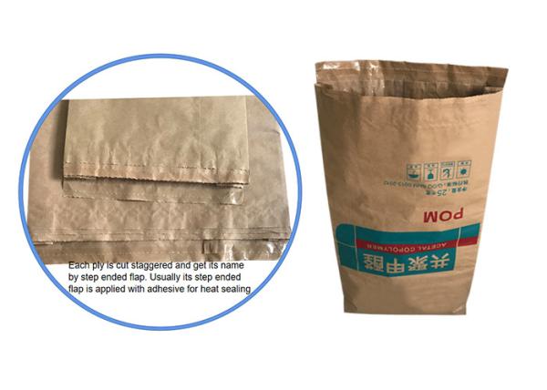 Calor branco do papel de embalagem de Multiwall do produto comestível de Brown - sacos selados para o empacotamento da gelatina
