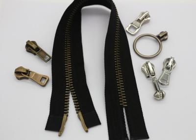 High Polished Metal Purse Double Slider Zipper , Antique Brass Teeth 2 Way Open Ended Zips