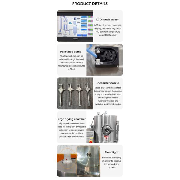 3 л/ч Промышленный спрейный сушильщик Атомизатор Мгновенный кофе Кокосовое молоко в порошке Коммерческое