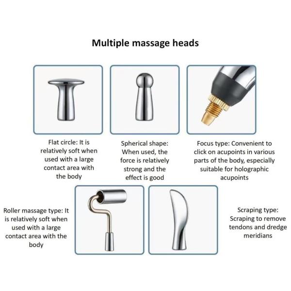 Five Head Oil Battery Model Portable USB Acupoint Massager Pen for Holistic Healing