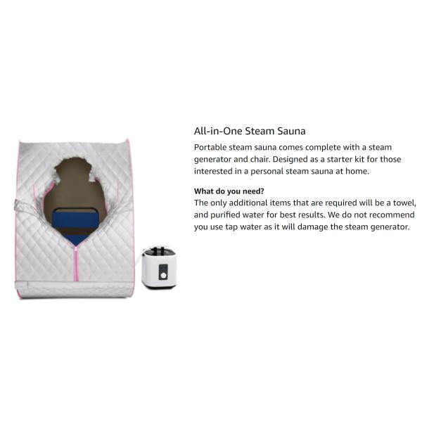 Modern Lightweight Portable Personal Steam Sauna Spa For Home Recovery Wellness Detox Relaxation Timer Steam Generator