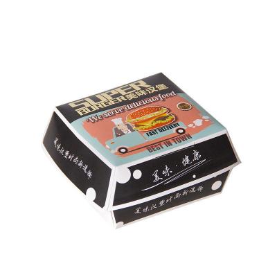 Boîte à hamburgers écologique jetable en carton avec stratification en carton blanc sur mesure