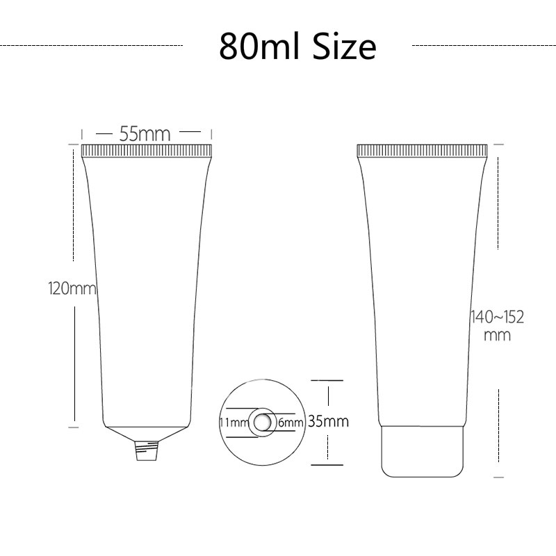 Трубка 30ml 50ml 80ml акриловой алюминиевой трубки ПЮРЕ косметическая упаковывая мягкая