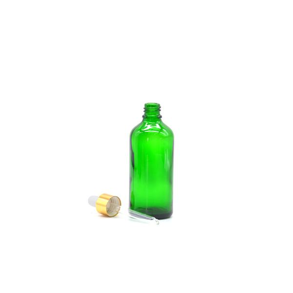 50ml green Glass Oil Bottles With Gold ALuminum dropper