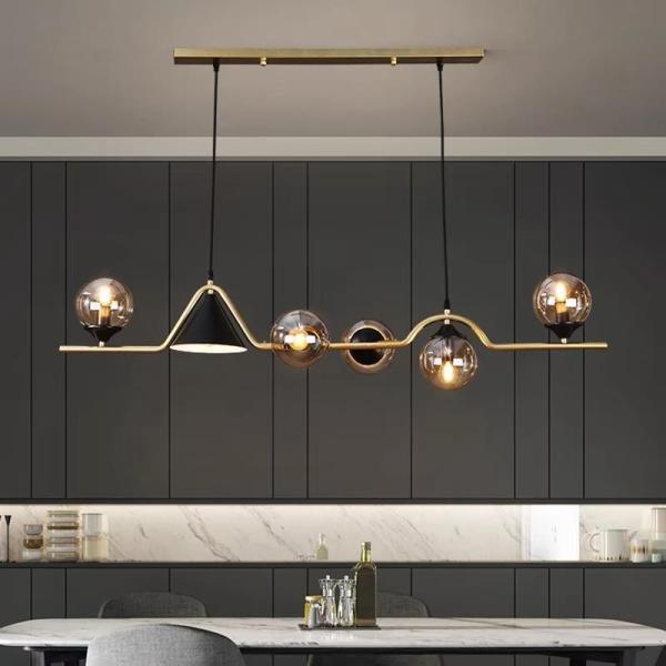 Gold Living Room Chandelier Glass Ball Hanging Lamp Modern Gold LED Pendant Light