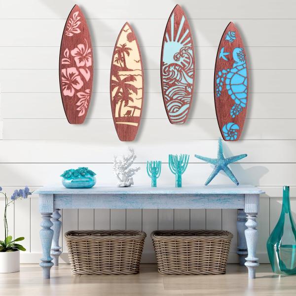 Storage Containers Decorative Surfboard Wall Decor for Summer Hawaiian Beach Getaway