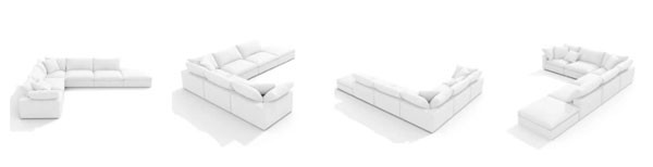 Divan moderne Sofa Living Room Furniture en forme de L blanc de Canape de tissu