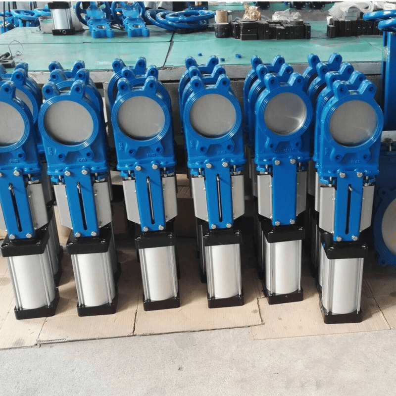 Pneumatic Wafer Knife Gate Valve Ductile Iron Body SS304 Knife Plate With Solenoid Valve for Slurry Sewage Powder Pipeline