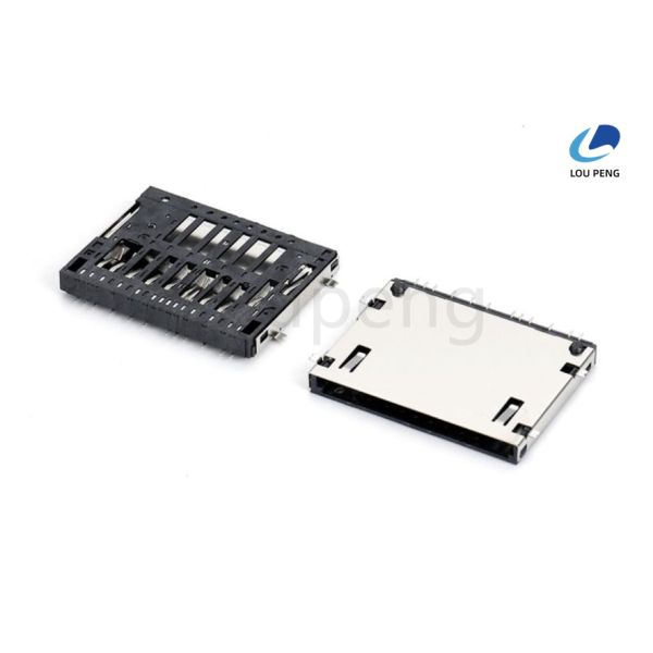 Plastic And Metal SD Holder Connector With Stainless Steel Link And Mating Cycles 10 Provides Durable And Data Interface