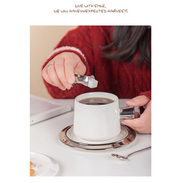 Cute Porcelain Tea Cup Set With Spoon Sustainable Ceramic Coffee Cup And Saucer Set