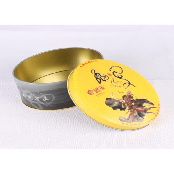Food Grade Tinplate Material Embossed Oval Metal CMYK Printed Tin Box For Gifts Packaging