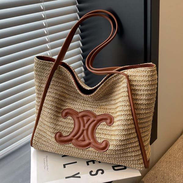 Women Small Straw Bags Summer Beach Tote Bag Handmade Woven Hobo Purse Handbag Customized New Arrival Hand Made Natural Straw Raffia Blue Striped Crochet Beach Bag Crochet Bags Custom Order