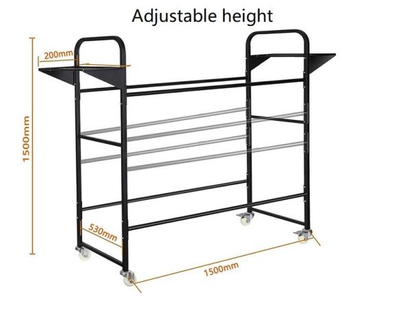 2 Layer Metal Display Stands Metal Rolling Garage Tire Storage Rack Shelving Polishing