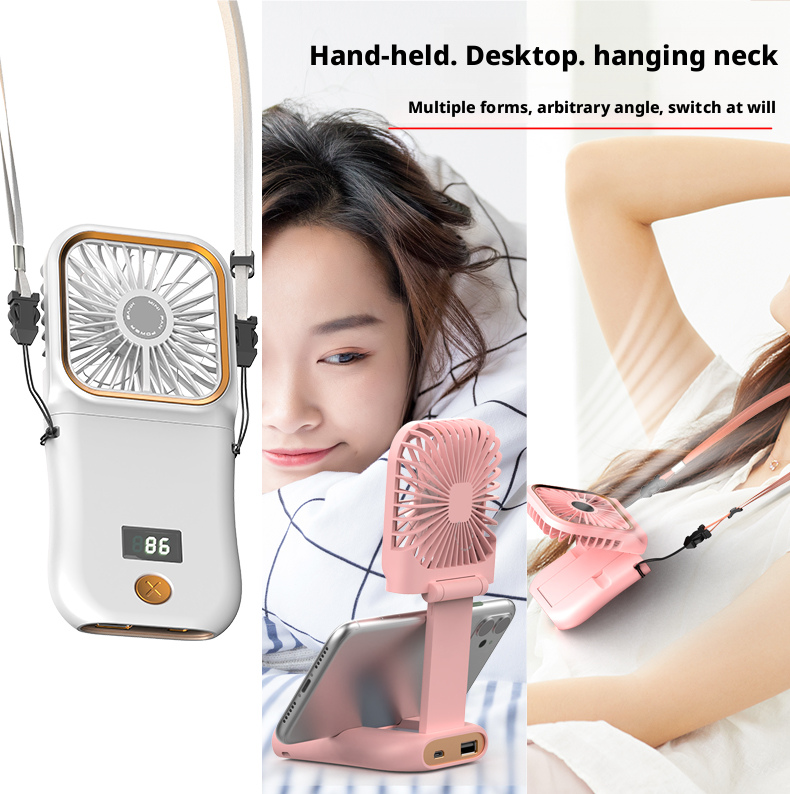 Bladeless Neck Fan with Phone Stand USB Rechargeable Hands Free Portable Fan