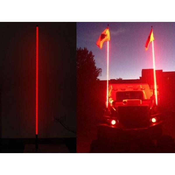 6-inch RGB Driving Light ATV Whips And Flags , Antenna Fiber Optic Whip Light