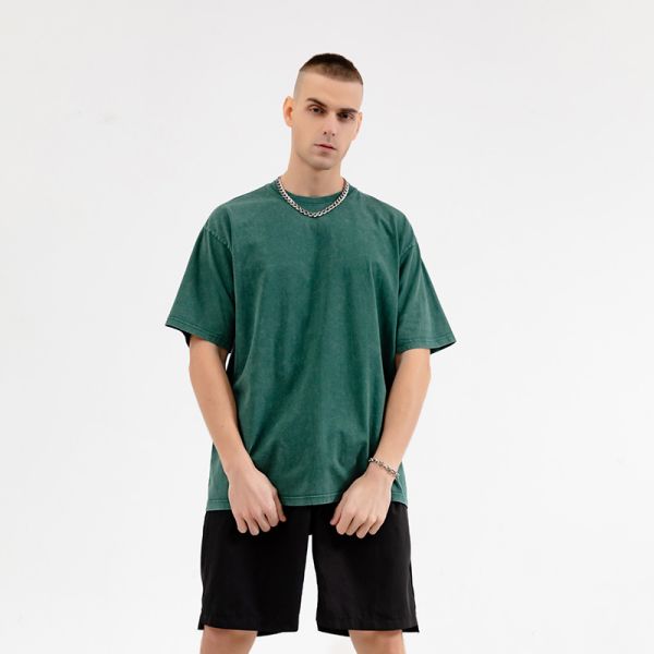 Wholesale Custom Printed T Shirt for Men Cotton Plain Oversize Acid Wash Boxy Summer Blank T-Shirt