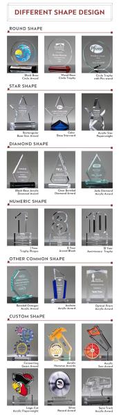 Modern Design Clear Acrylic Number Trophy for Employee Recognition 25 years