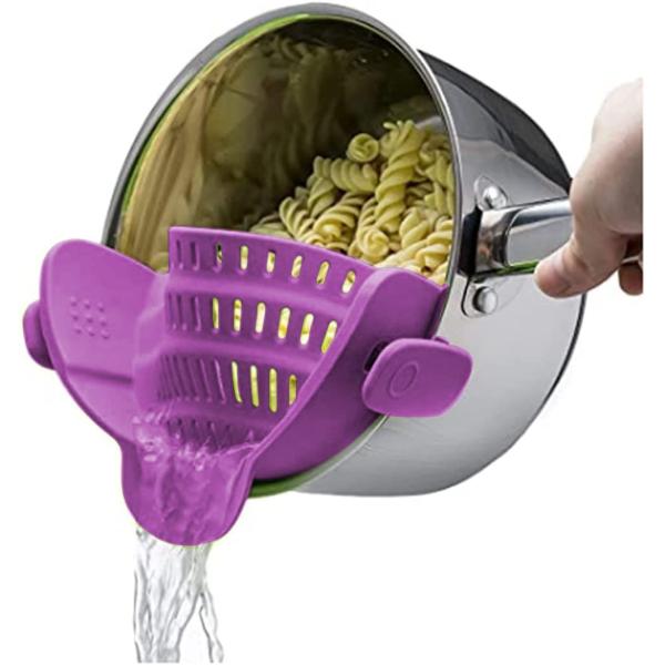 BPA Free Silicone Clip On Strainer For All Pots And Pans Pasta Strainer Clip On Food Strainer For Meat Vegetables Fruit